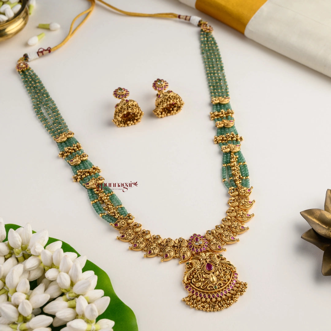 Bridal Peacock Green Beaded Haram