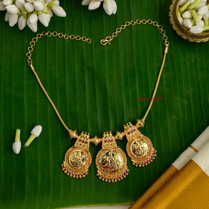 Dazzling Gold Finish Lakshmi Necklace
