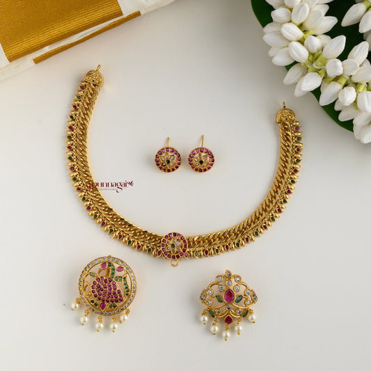 3 in 1 Detachable Floral and Peacock Necklace