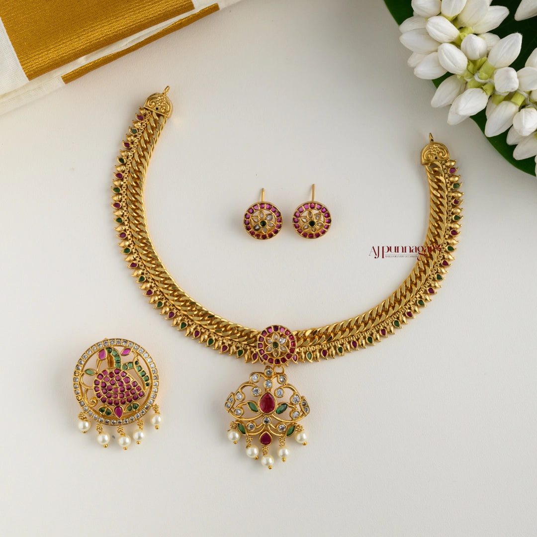 3 in 1 Detachable Floral and Peacock Necklace