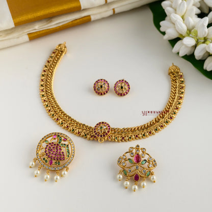 3 in 1 Detachable Floral and Peacock Necklace
