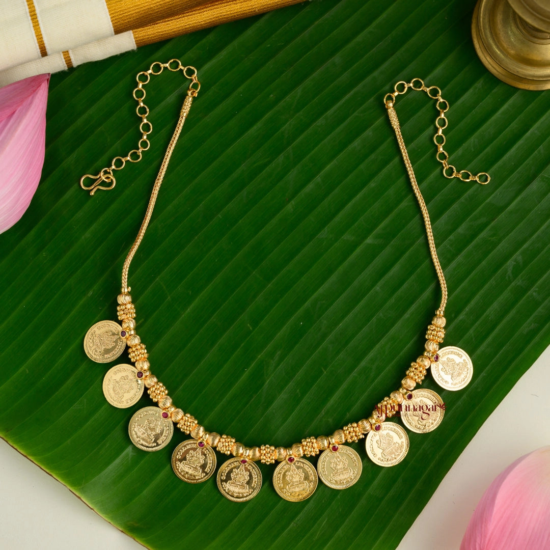 Gorgeous Gold Finish Lakshmi Coin Necklace