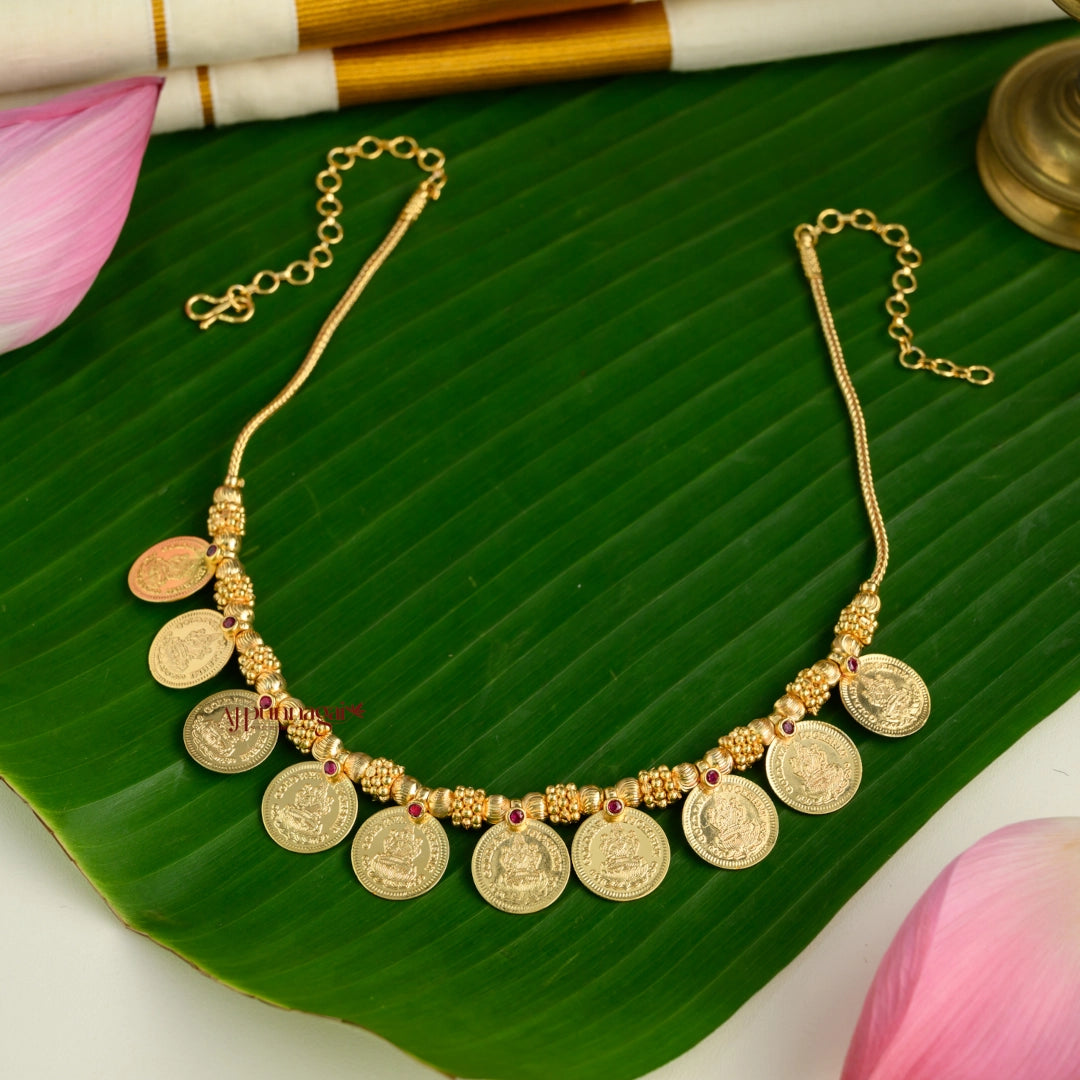 Gorgeous Gold Finish Lakshmi Coin Necklace