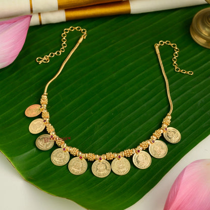 Gorgeous Gold Finish Lakshmi Coin Necklace