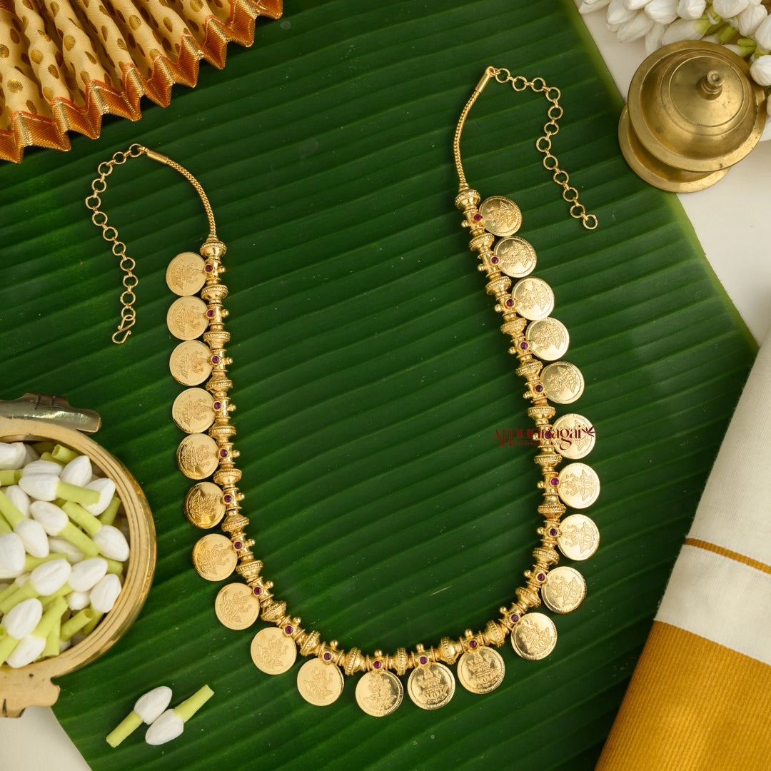 Kerala Style Gold Finish Lakshmi Coin Haram