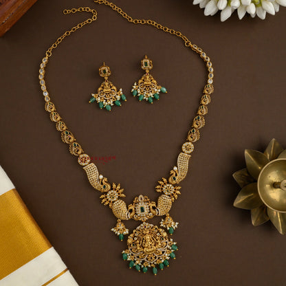 Lakshmi With Peacock Bridal Haram - White