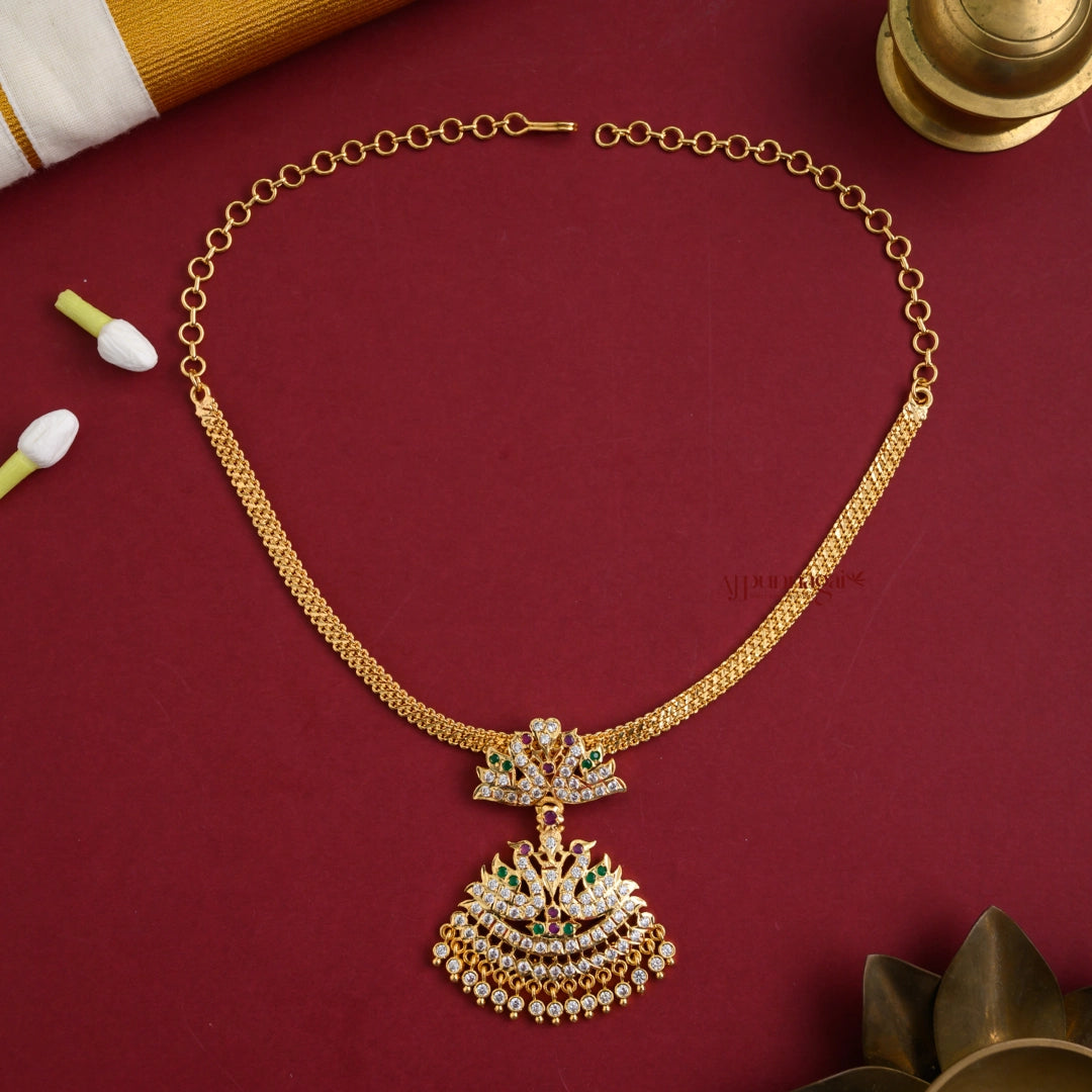 Vintage Micro Gold Impon Peacock Necklace