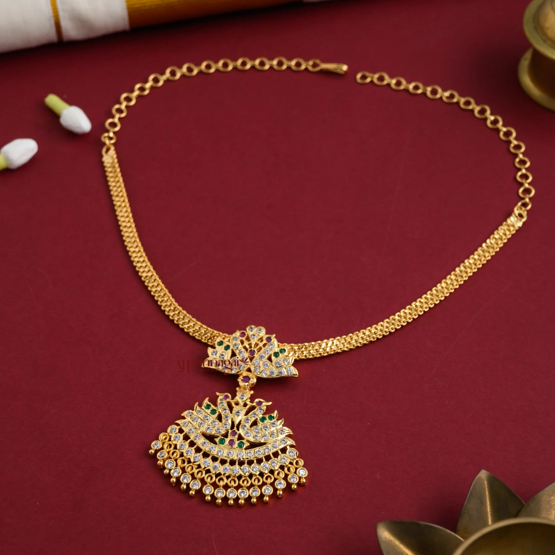 Vintage Micro Gold Impon Peacock Necklace