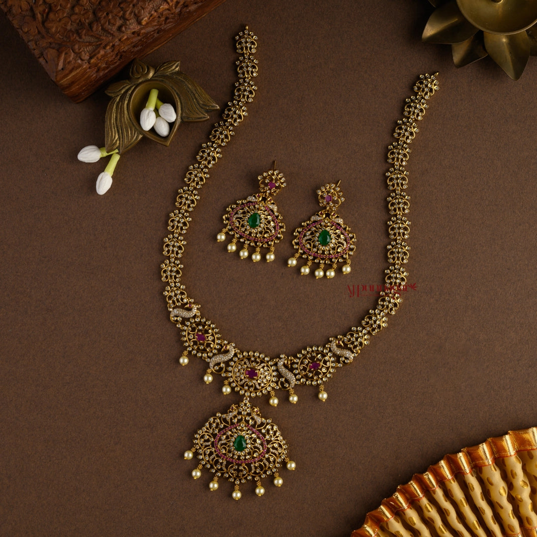 Sparkling AD Floral Bridal Matte Haram