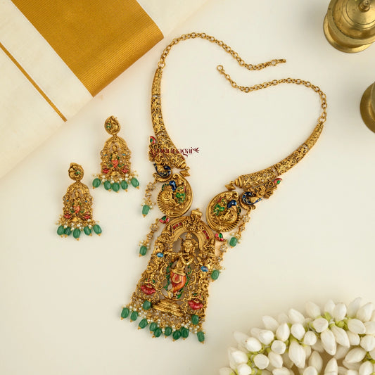 Royal Look Krishna Hasli Necklace - Green