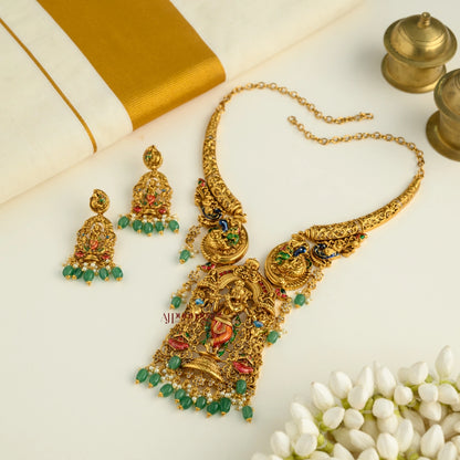 Royal Look Krishna Hasli Necklace - Green