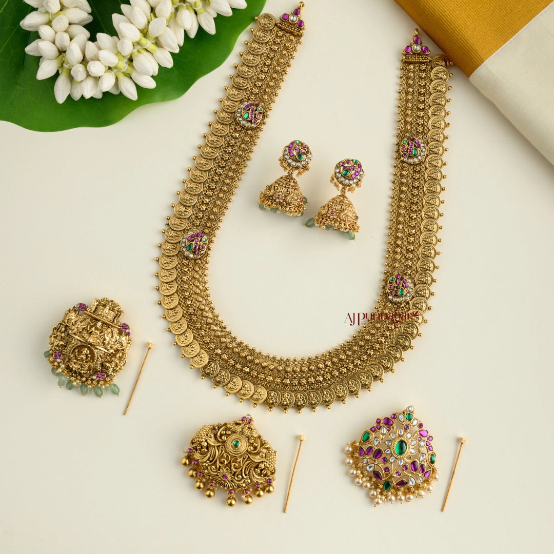 3 in 1 Detachable Pendant With Lakshmi Coin Bridal Haram