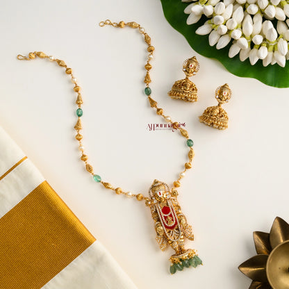 Lord Balaji Pendant Chain - Ruby