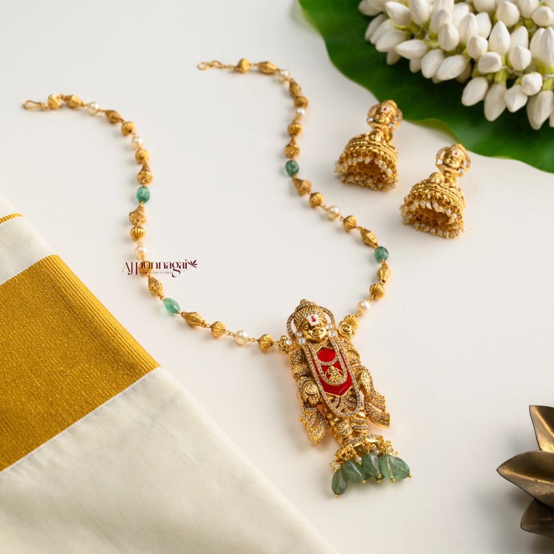 Lord Balaji Pendant Chain - Ruby