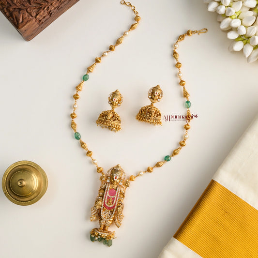 Lord Balaji Pendant Chain - Pastel Pink