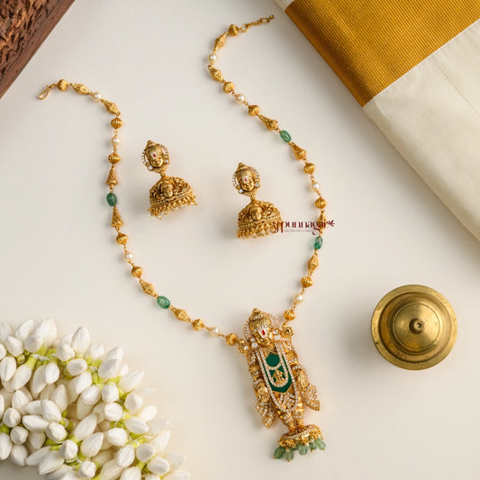 Lord Balaji Pendant Chain - Green