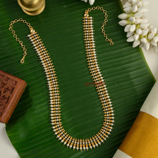 Sparkling AD Gold Tone Pearl Haram - White