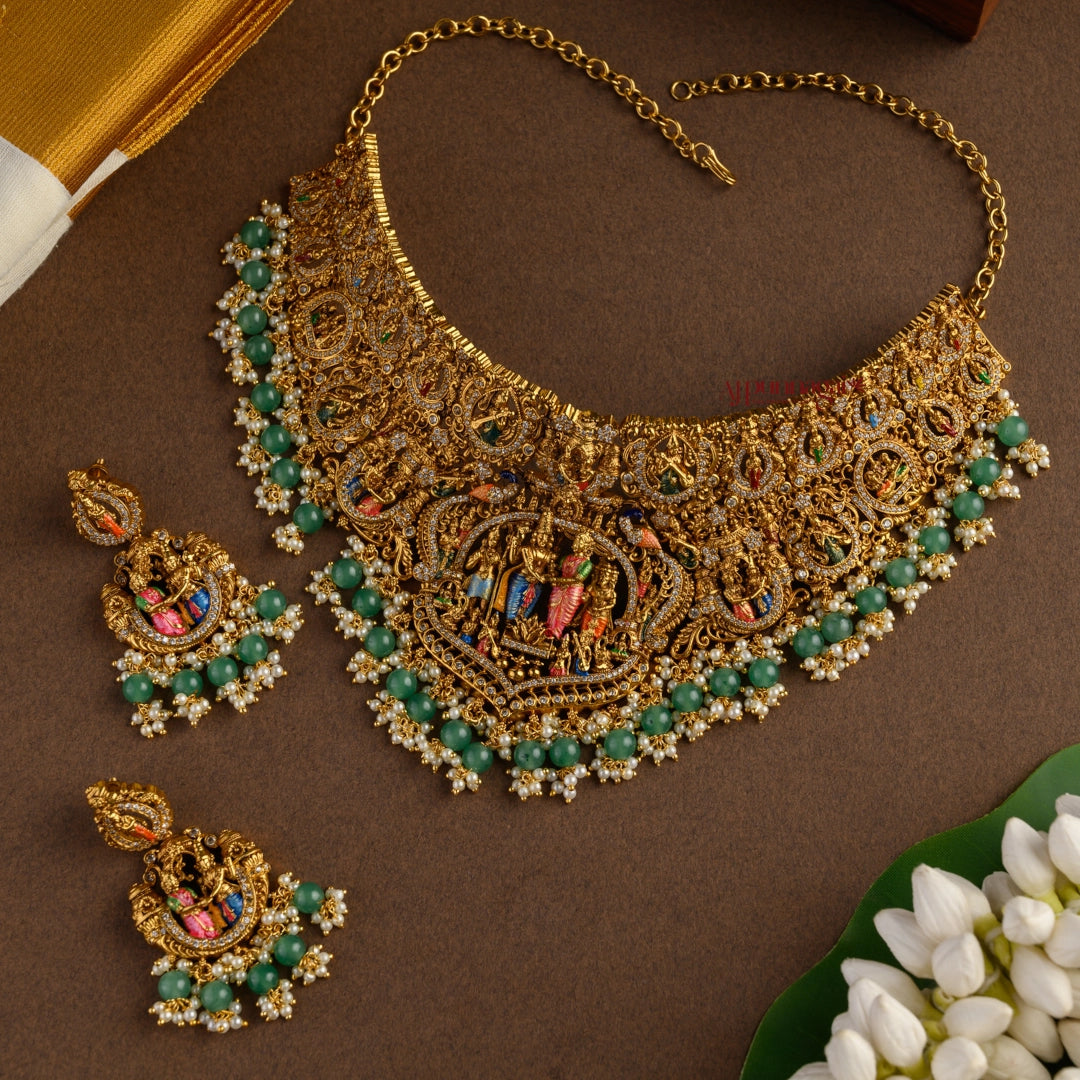 Grand Hand Painted Perumal Kalyanam Bridal Choker