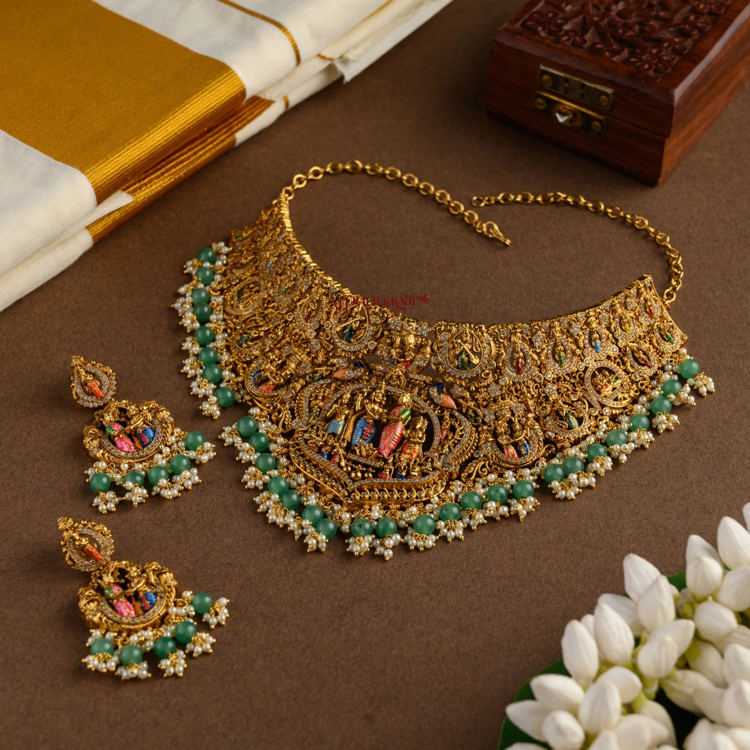 Grand Hand Painted Perumal Kalyanam Bridal Choker