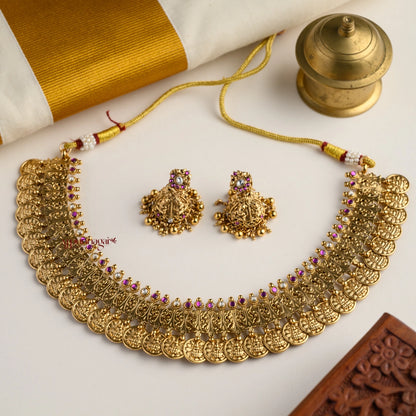 Stylish Gold Look Alike Lakshmi Coin Necklace