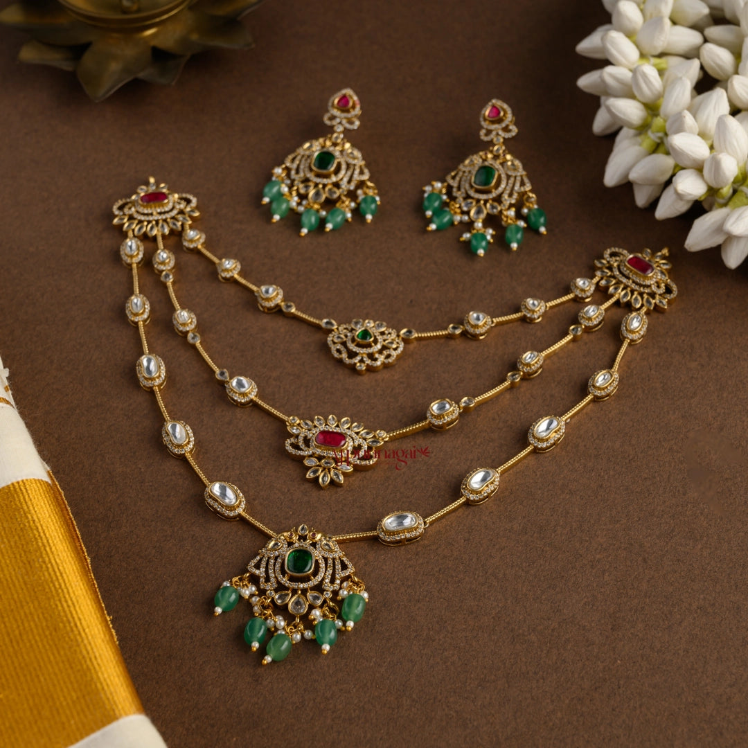 Sparkling 3 Layered Bridal Necklace