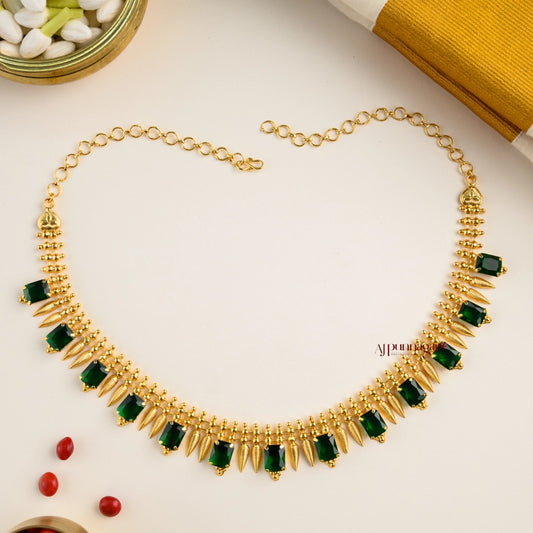 Kerala Style Spike With Green Sufi Necklace