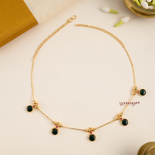 Minimalist Green Round Palakka Necklace