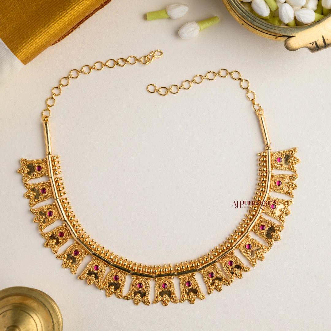 Kerala Style Gold Finish Thamarai Poo Thali Necklace