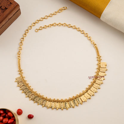 Gold Polish Square Lakshmi Kasu Necklace