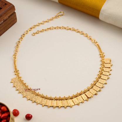 Gold Polish Square Lakshmi Kasu Necklace