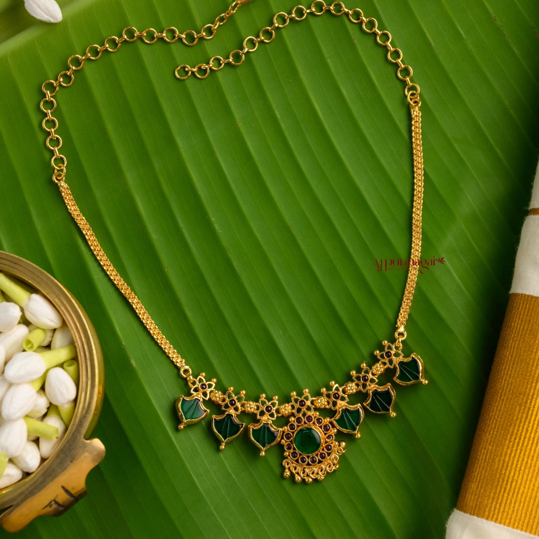 2 in 1 Reversible 3 Palakka Necklace - Green and Blue