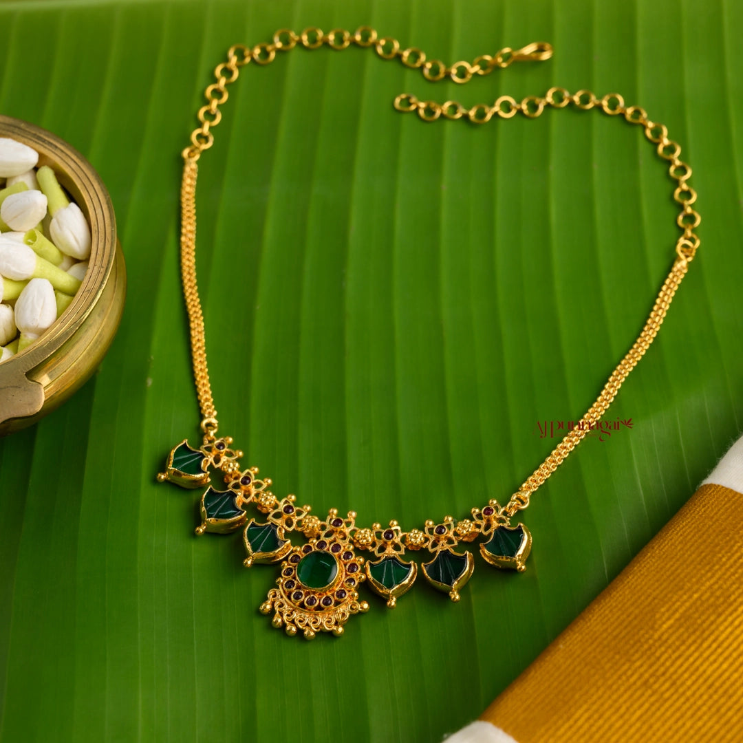 2 in 1 Reversible 3 Palakka Necklace - Green and Blue