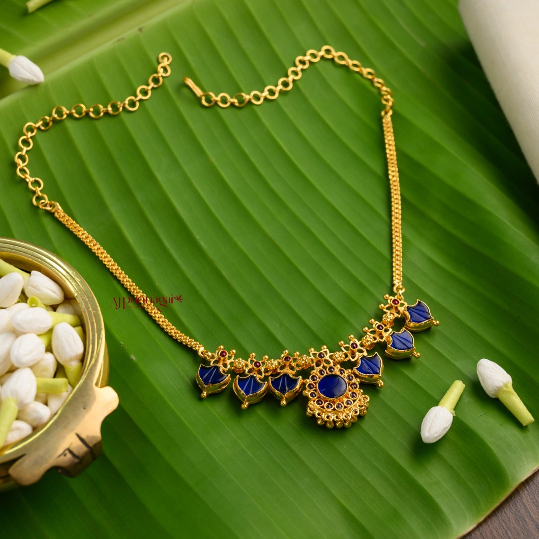 2 in 1 Reversible 3 Palakka Necklace - Green and Blue
