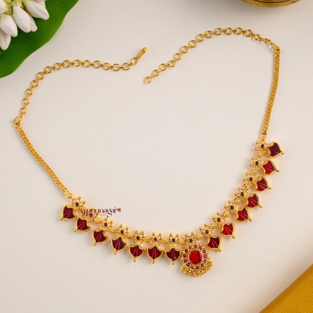 2 in 1 Reversible 7 Palakka Necklace - Green and Red