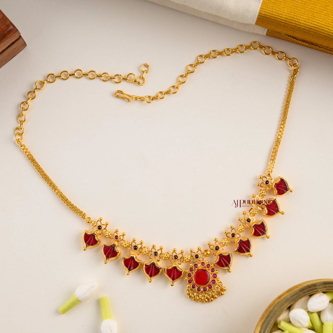 2 in 1 Reversible 5 Palakka Necklace - Green and Red