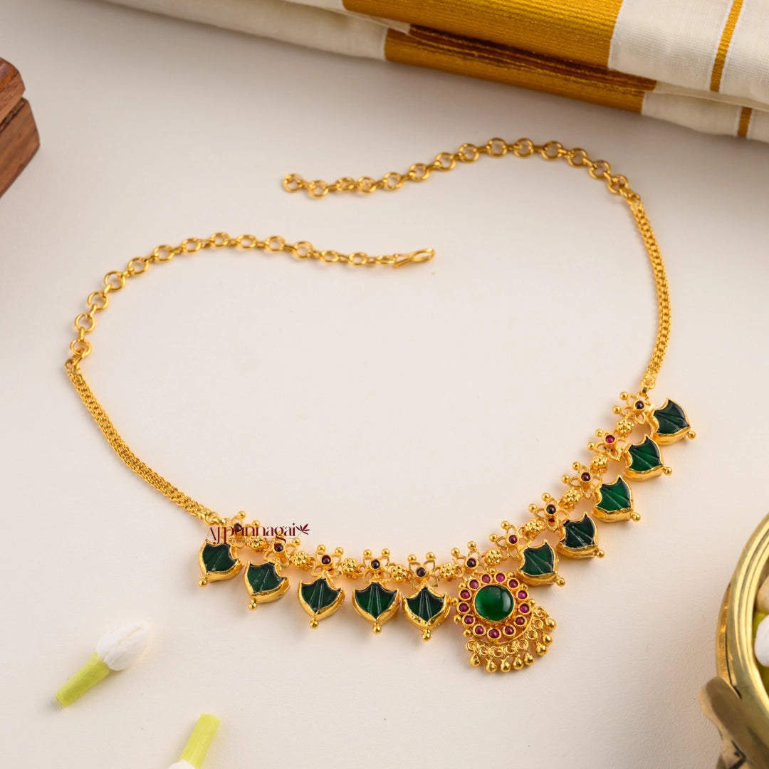 2 in 1 Reversible 5 Palakka Necklace - Green and Red