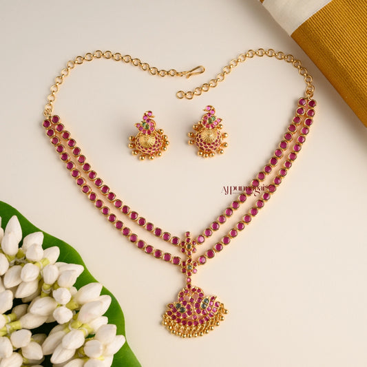 Dual Layer Peacock Attigai Necklace