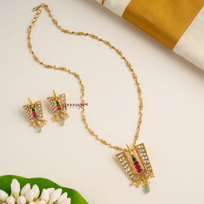 Gold Look Alike Namam Kundan Jadau Pendant Chain