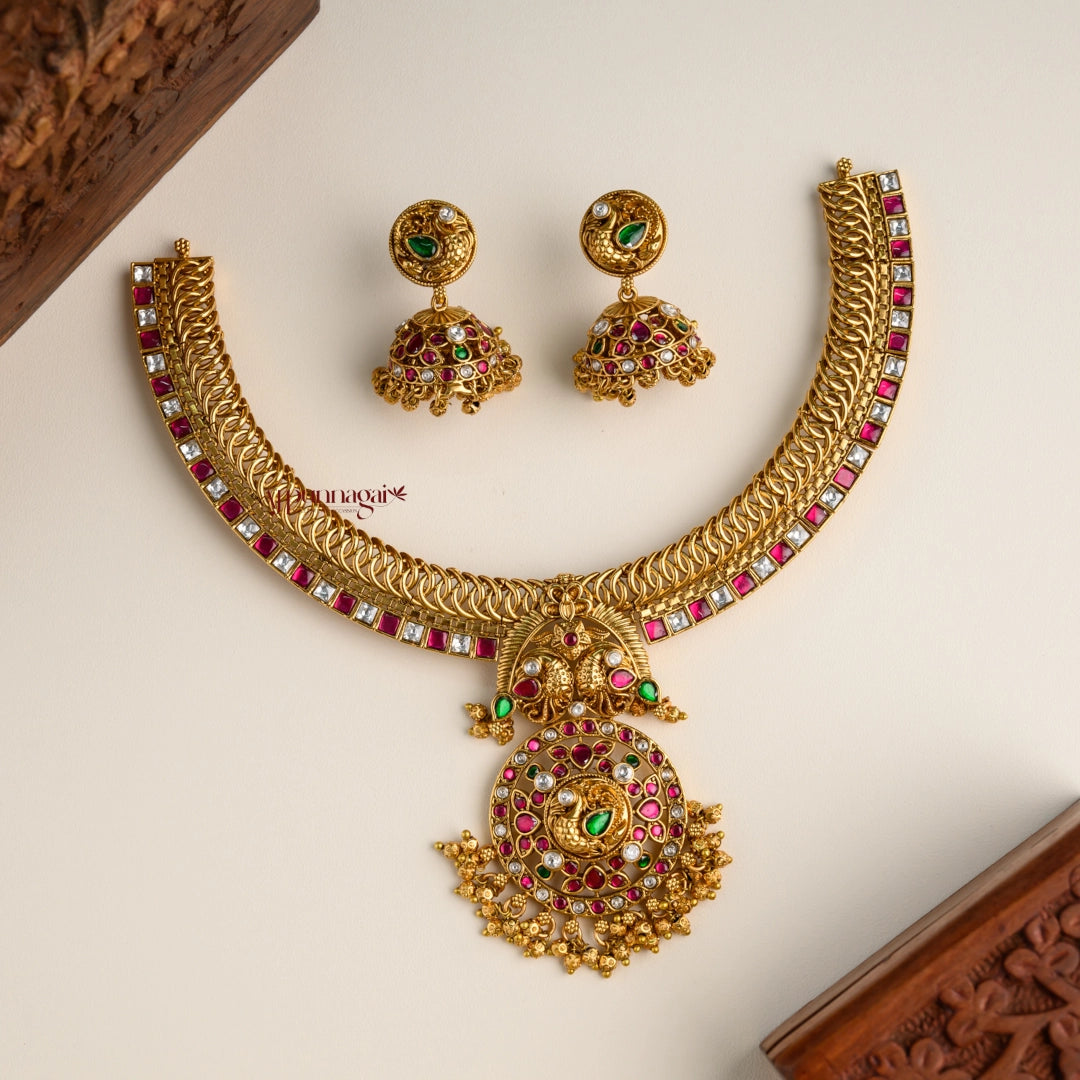 Gold Look Alike Peacock Bridal Necklace