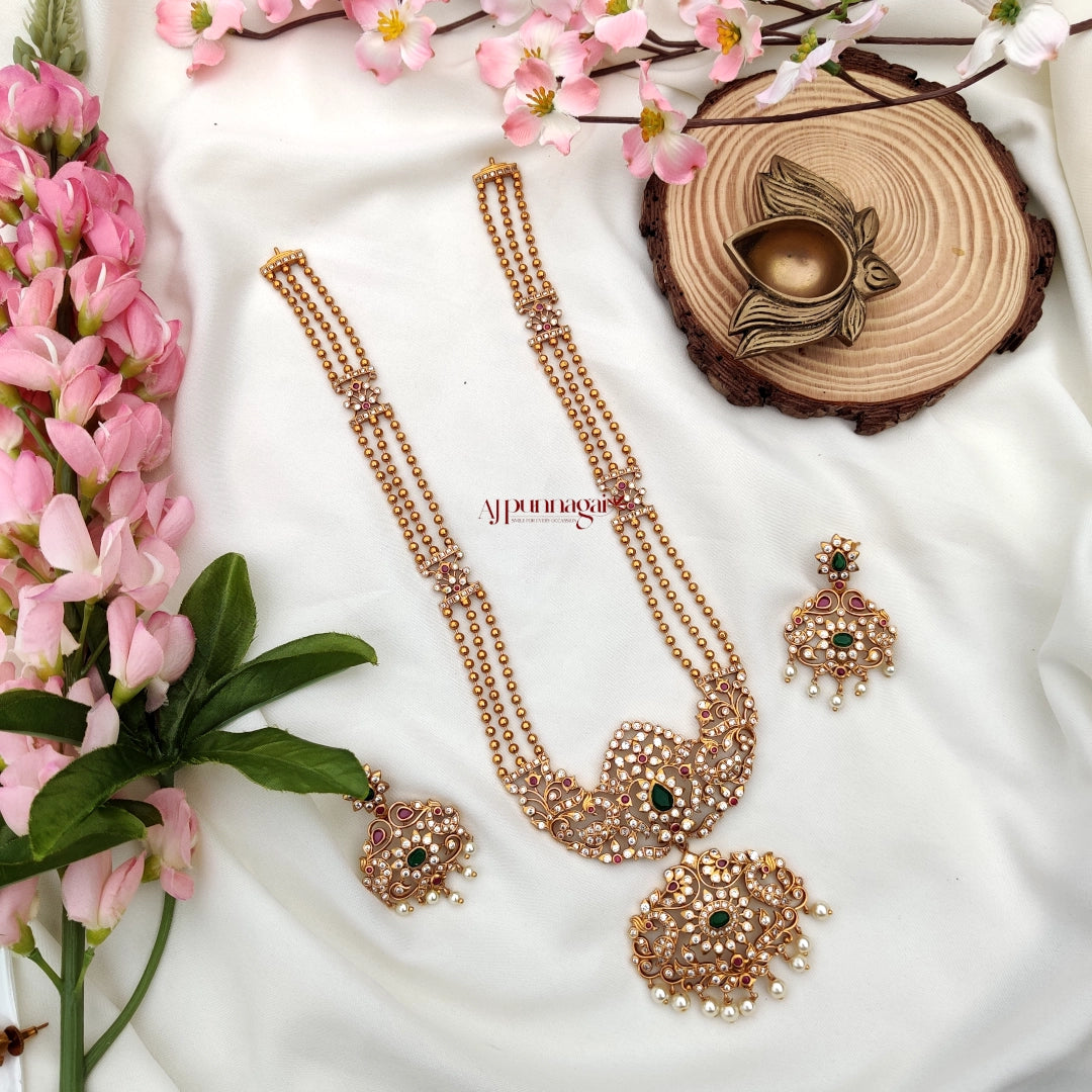 Golden Beads AD Stone Long Haram