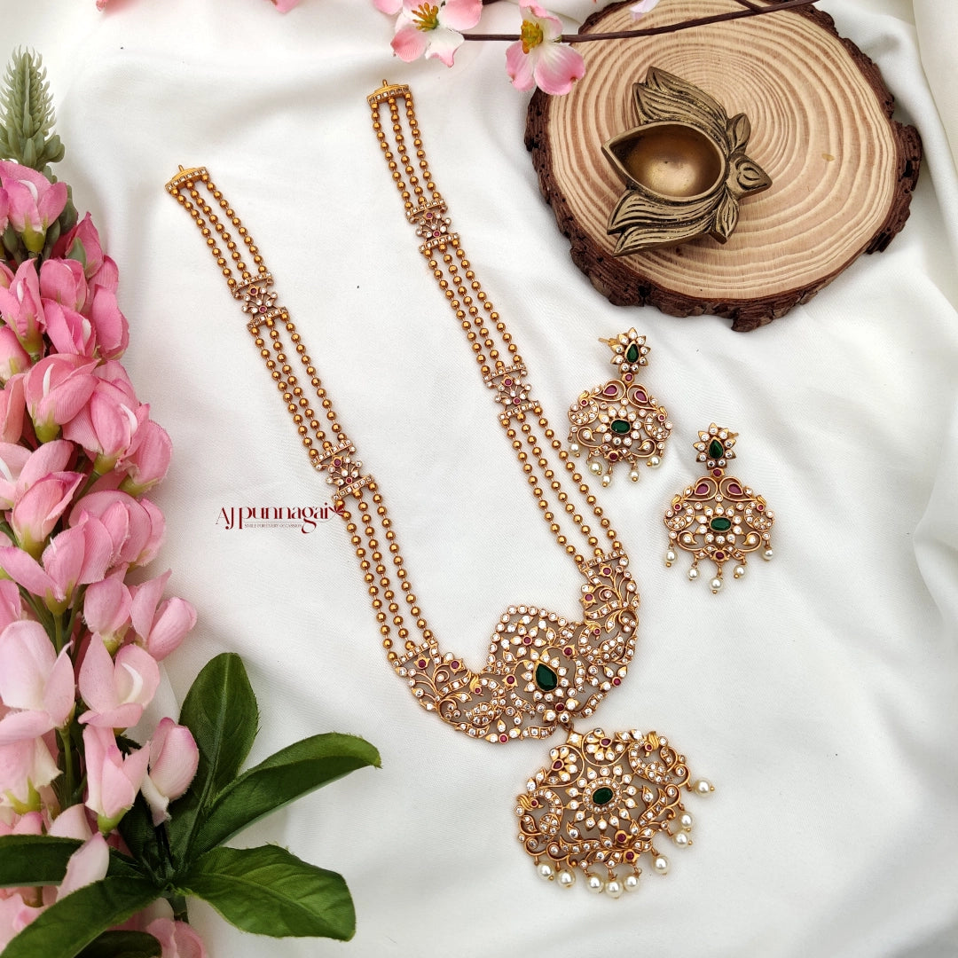 Golden Beads AD Stone Long Haram