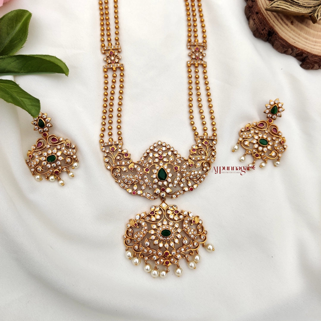 Golden Beads AD Stone Long Haram