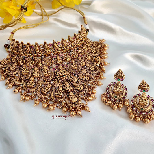 Grand Golden Beads Lakshmi Choker