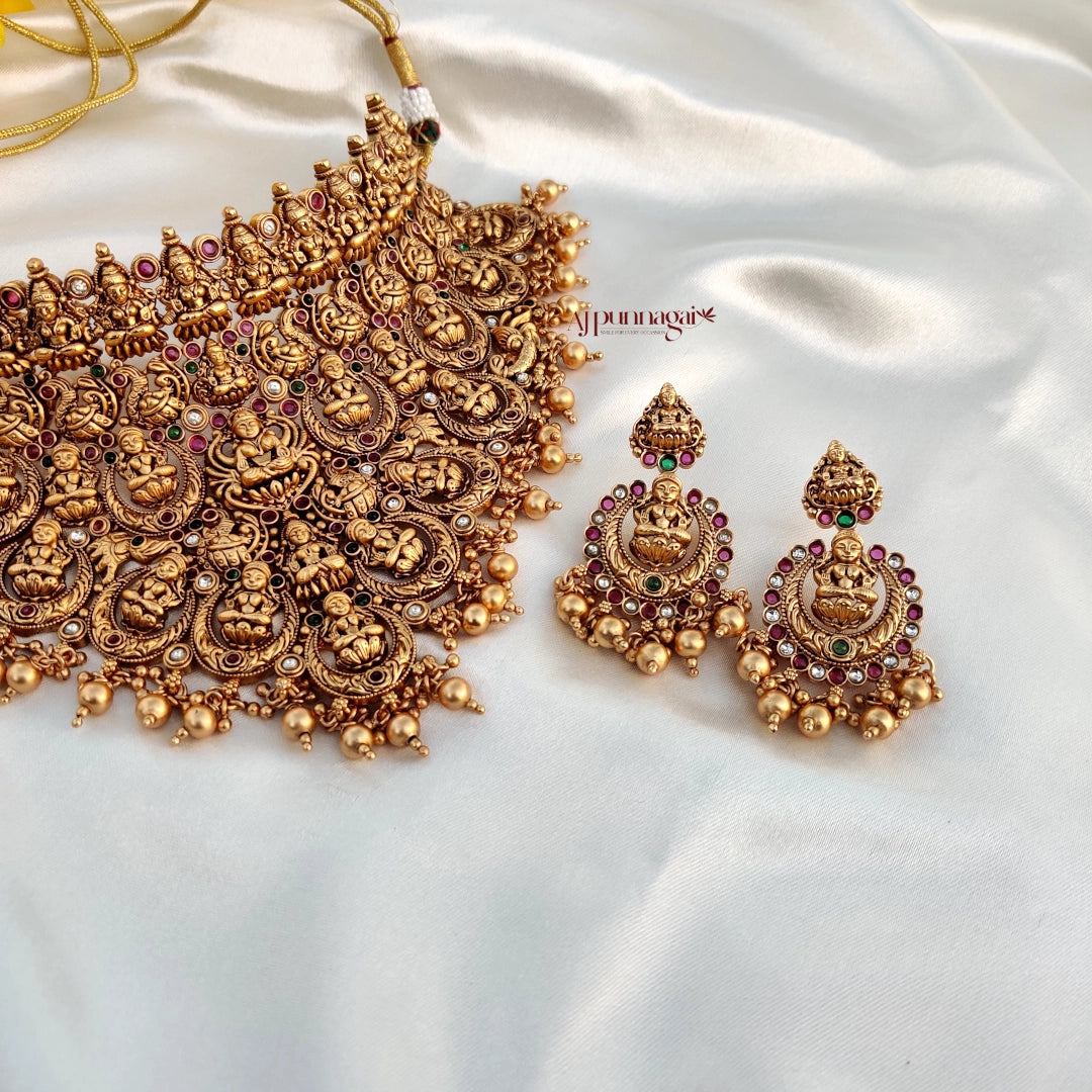 Grand Golden Beads Lakshmi Choker