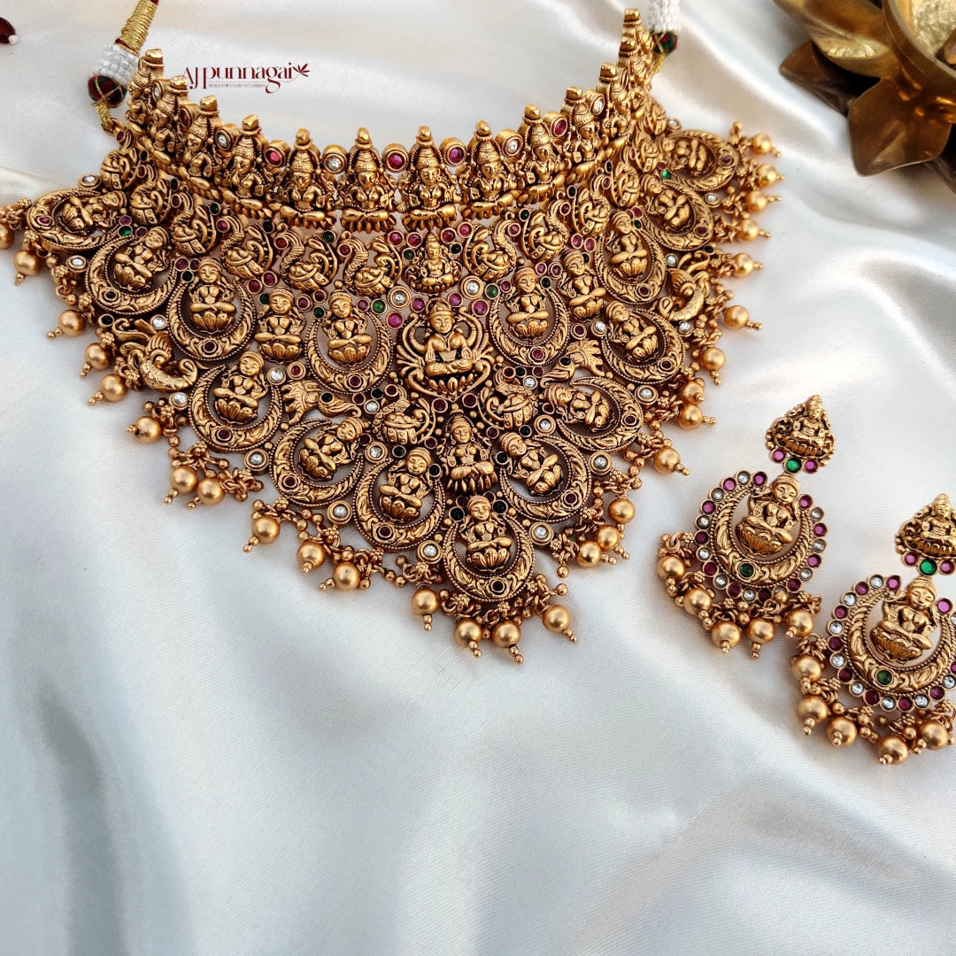 Grand Golden Beads Lakshmi Choker