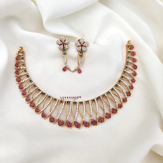 Elegant Multi Stone Floral Necklace