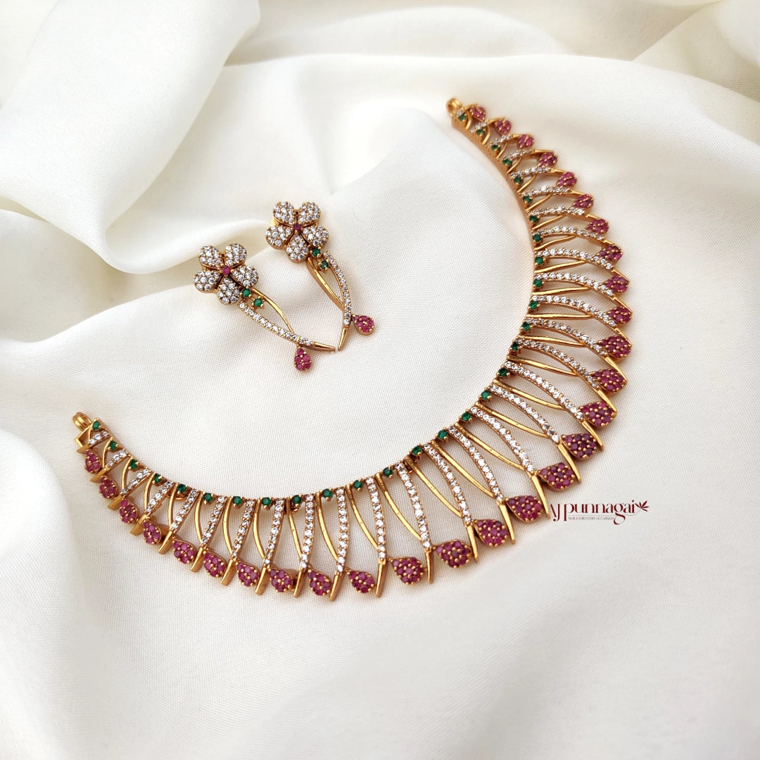 Elegant Multi Stone Floral Necklace