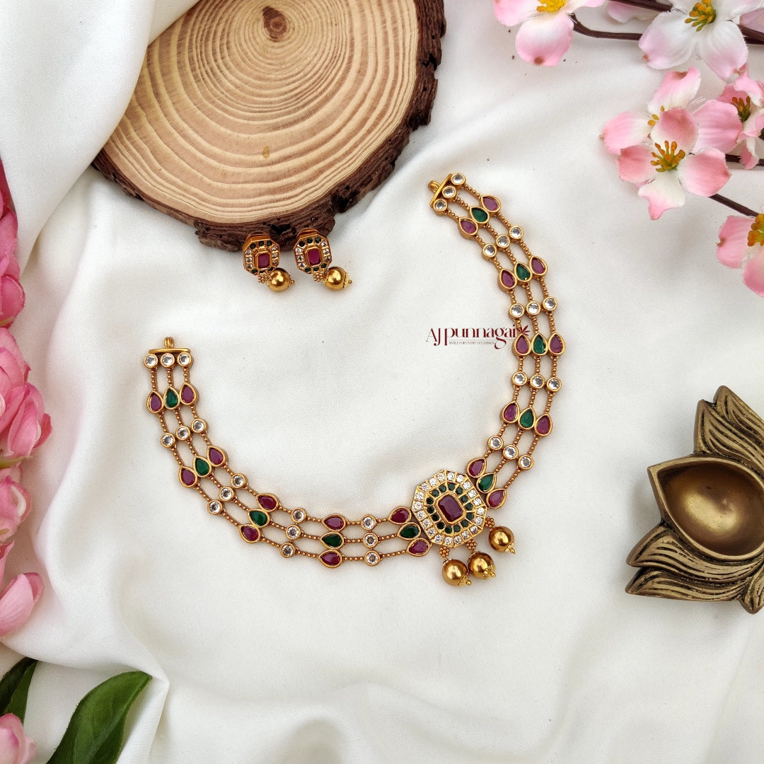 Stylish AD stone  Necklace - Multi