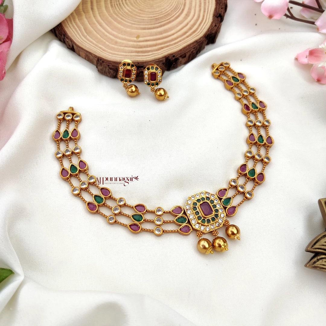 Stylish AD stone  Necklace - Multi