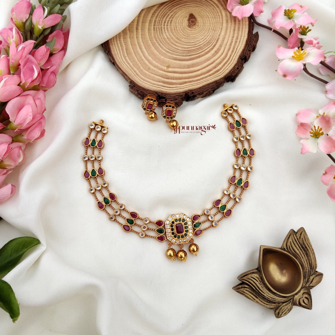 Stylish AD stone  Necklace - Multi